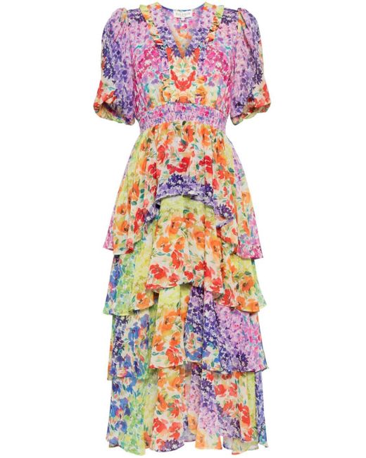 Hale Bob White Lainey Floral-print Midi Dress