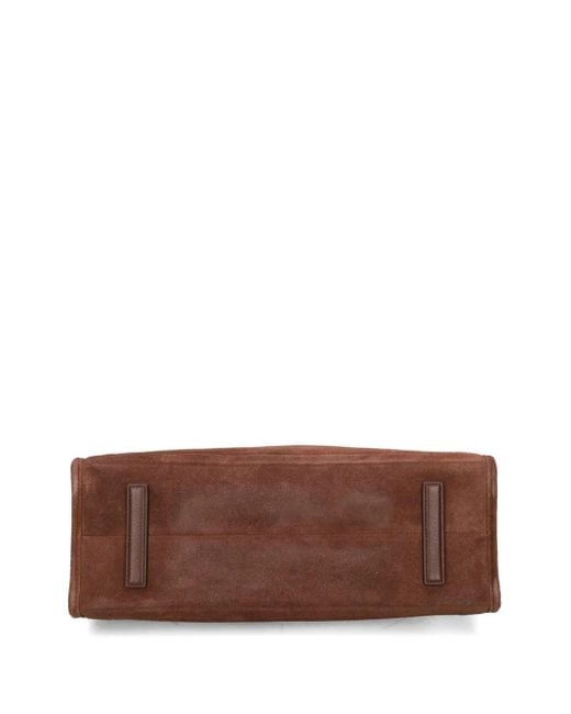 Ralph Lauren チェーンストラップ スエードハンドバッグ Brown