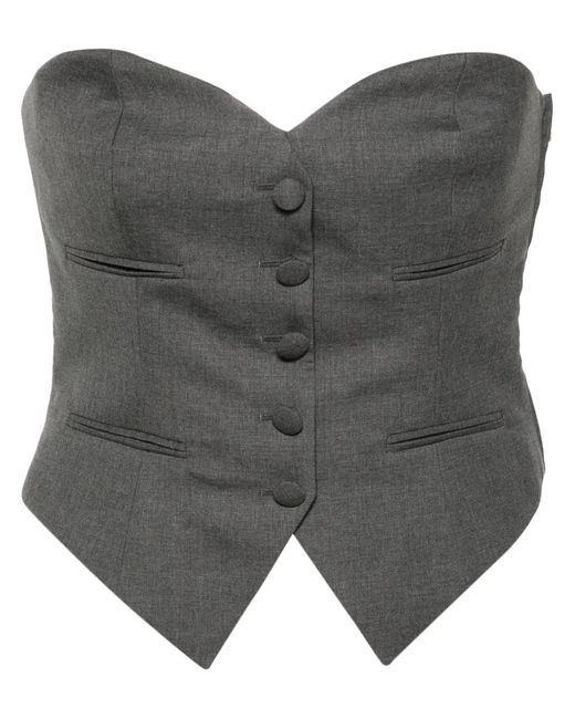 Moschino Gray Strapless Sweetheart-Neck Vest