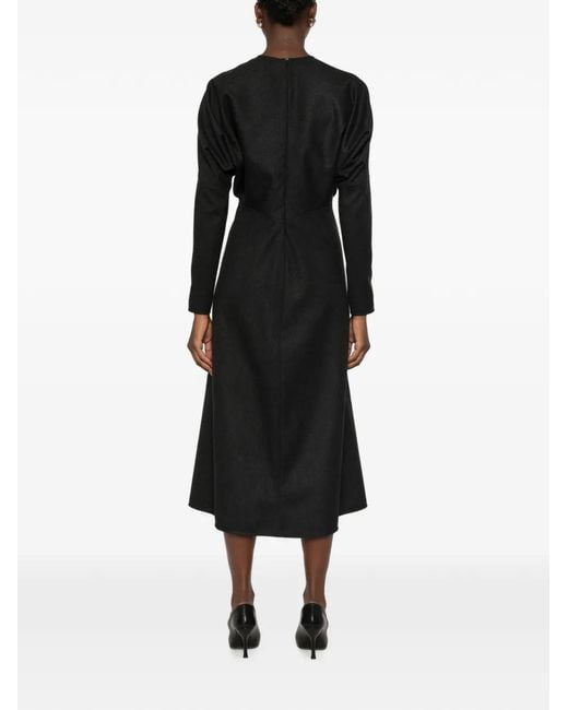 Victoria Beckham Black Long-Sleeve Midi Dress