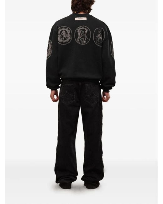 ROUGH Black Circular-Print Cotton Sweatshirt