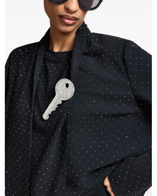 Essentiel Antwerp Black Rhinestone-Embellished Asymmetric Blouse
