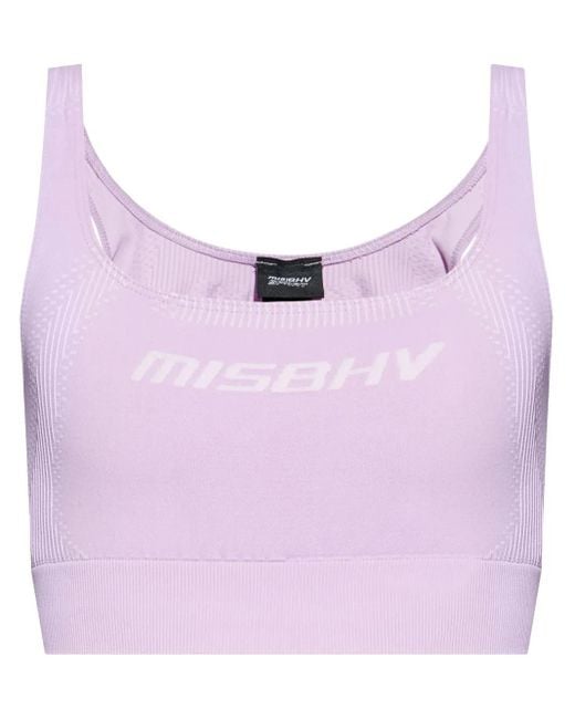 M I S B H V Pink Logo-Print Sports Bra