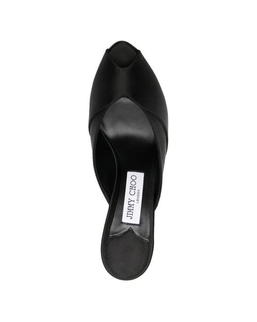 Jimmy Choo Black Brigitte Peep-Toe Heeled Mules