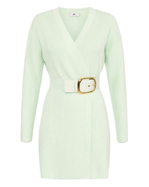 Elisabetta Franchi Ribgebreide Mini-Jurk in het White