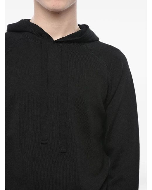 Paolo Pecora Black Wool Hoodie for men