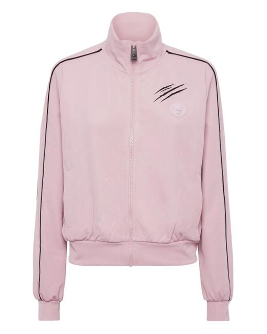 Philipp Plein Pink Logo-Patch Zip-Up Jacket