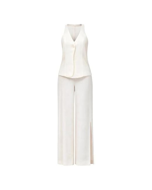 ARMANI EXCHANGE White V-Neck Jumpsuit