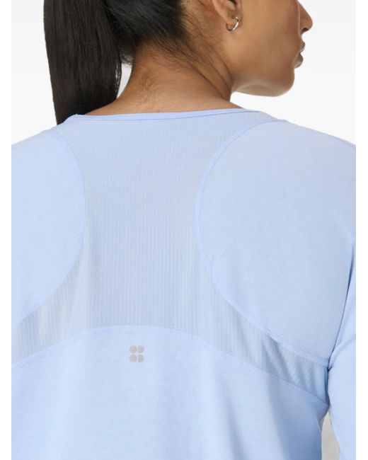 Sweaty Betty Blue Mesh-Panel Long-Sleeve Top