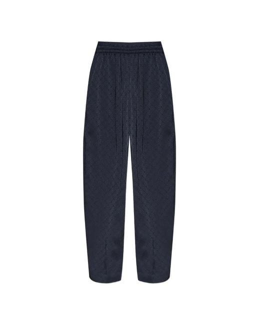 Casablanca Blue Monogram-Jacquard Wide-Leg Trousers