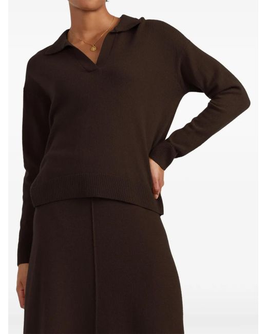 Chinti & Parker Brown Basics Collared Drop-Shoulder Sweater