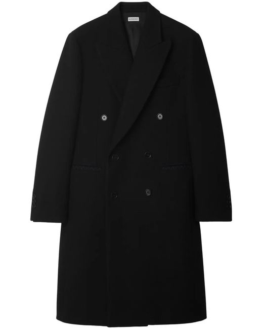 Burberry Black Double-Breasted Wool Coat for men