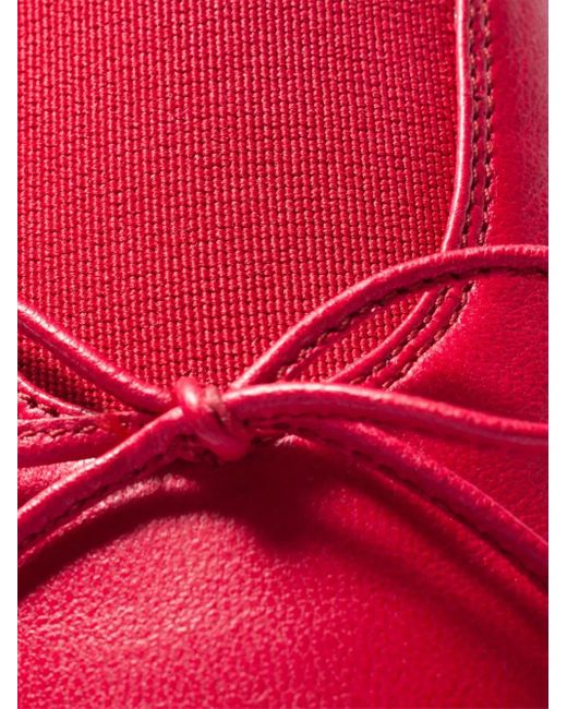 Miu Miu Red Élan Bow-Detail Leather Ballerina Flats