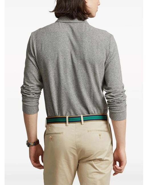 Polo Ralph Lauren Gray Heather Long-Sleeve Polo Shirt With Classic Collar for men