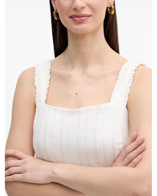 DKNY White Tiered Striped Dress