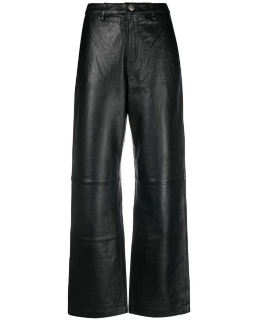 Ksubi Black Crossin Leather Trousers
