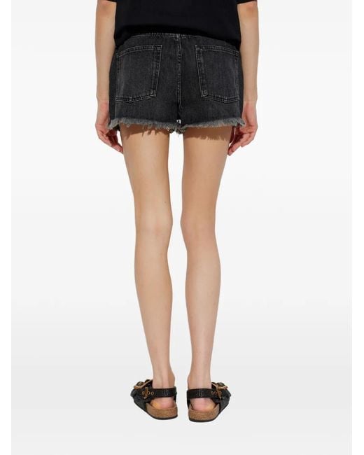 AllSaints Black Heidi Stud-Embellished Frayed-Hem Shorts