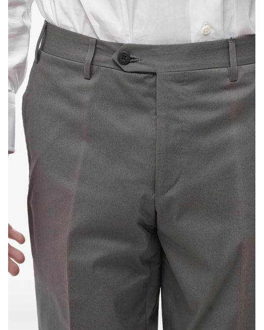 Corneliani Gray Belt-Loop Pressed-Crease Trousers for men