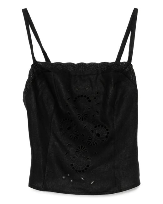 Reformation Black Eva Linen Top