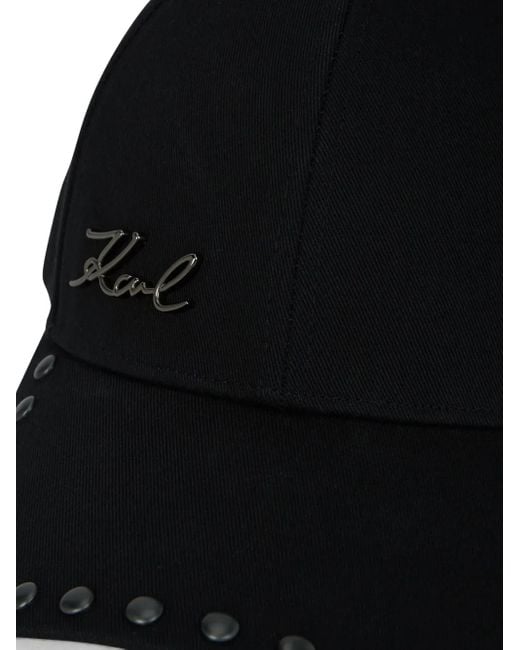 Karl Lagerfeld Black Signature Baseballkappe Mit Nieten