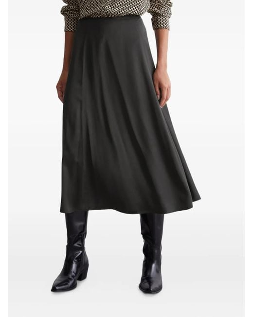 Marc O' Polo Black Satin Midi Skirt