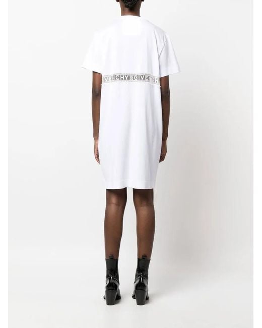 Givenchy White Logo Embroidered Shift Dress