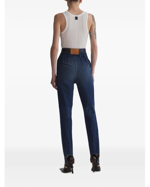 Mugler Blue Pantalon En Jean À Taille Haute