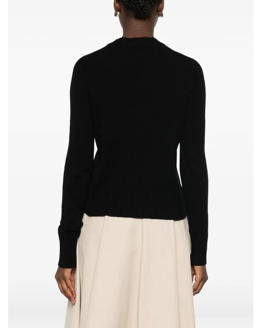 Aragona Black V-Neck Ribbed-Trim Sweater