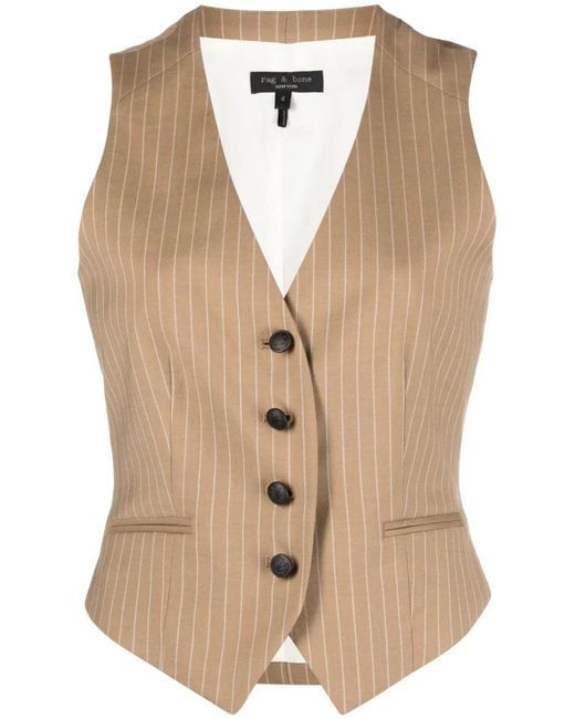 Rag & Bone Natural Priya Pinstriped Vest