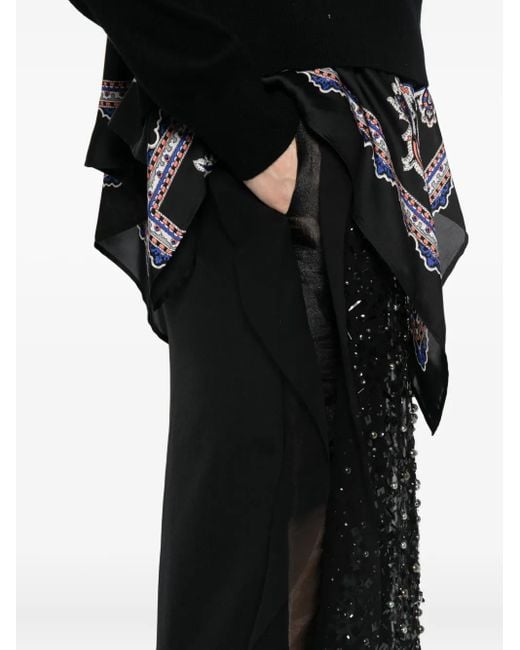 Gonna Con Paillettes di Sacai in Black