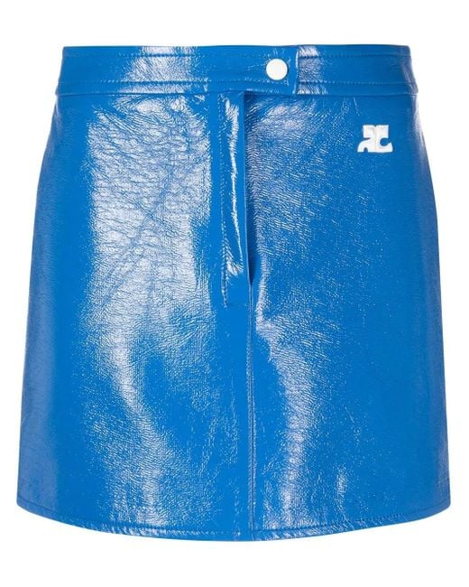 Courreges Blue Logo-Patch Miniskirt