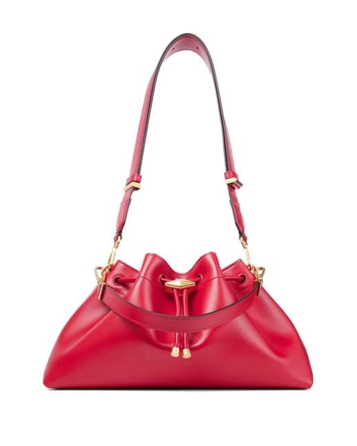 Jimmy Choo Red Medium Cinch Shoulder Bag