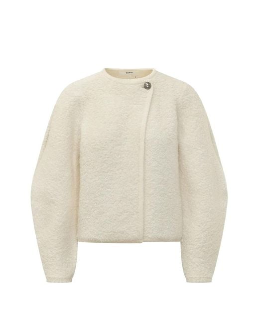 Ba&sh White Fida Bouclé Cardigan