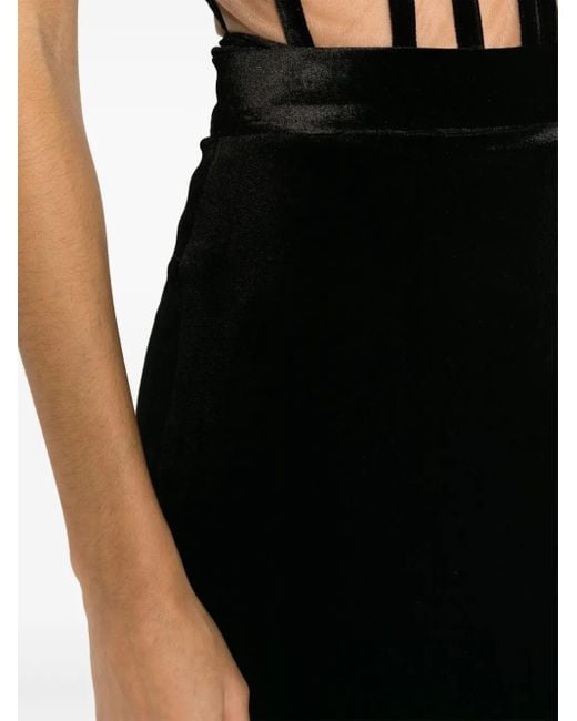 Ana Radu Black Velvet Straight Maxi Skirt