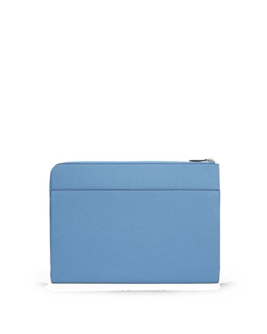 Smythson Blue Panama Laptop Case