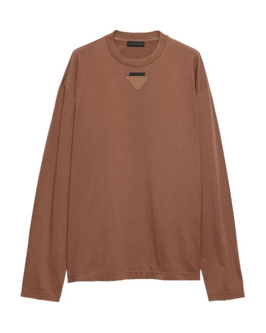 Prada Brown Cotton T-Shirt for men