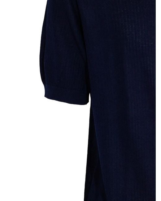 Kangra Blue Zip Knitted Polo Shirt for men