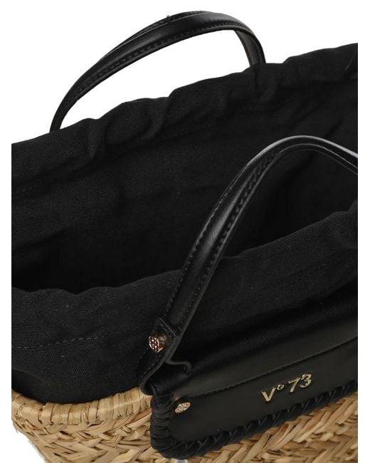 V73 Black Drawstring Tote Bag