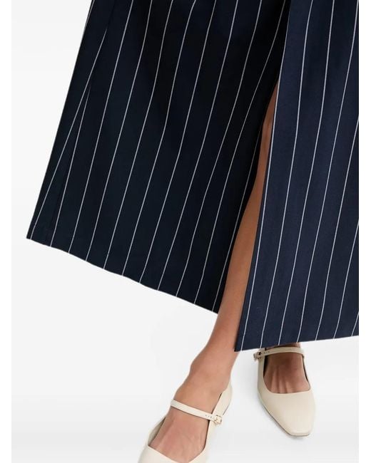 Benetton Blue Pinstriped Pleated Skirt