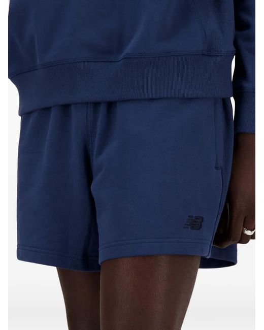 New Balance Blue Logo-Embroidered Track Shorts for men