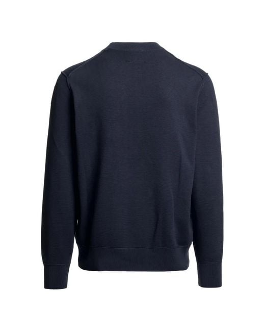 Parajumpers Blue Basic Braw Logo-Patch Knit for men