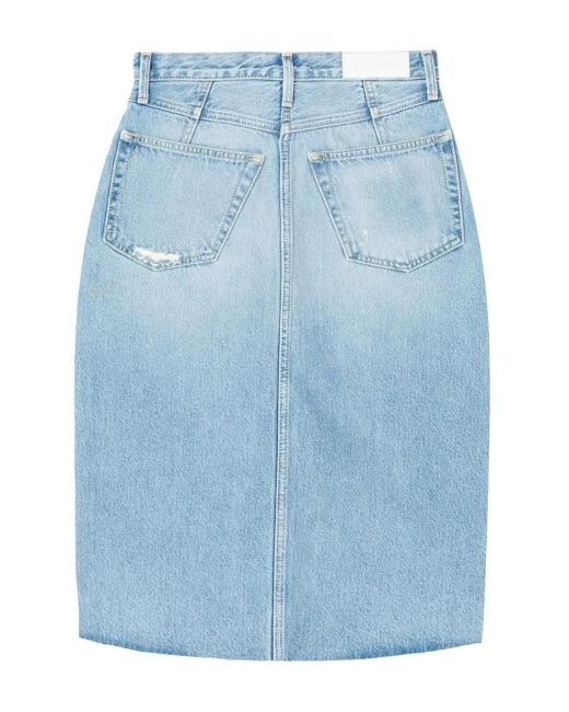 Re/done Denim Midi-Rok in het Blue