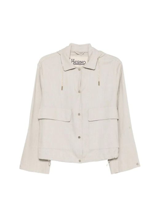 Herno White Hooded Drawstring Jacket