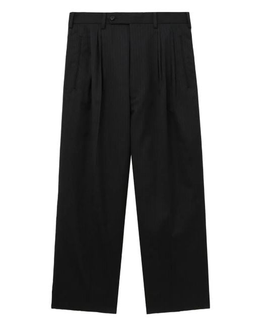 Pantaloni Gessati Con Pieghe di Comme des Garçons in Black da Uomo