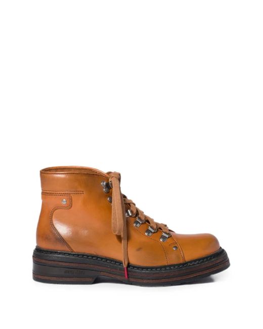 Miu Miu Brown Bottines En Cuir