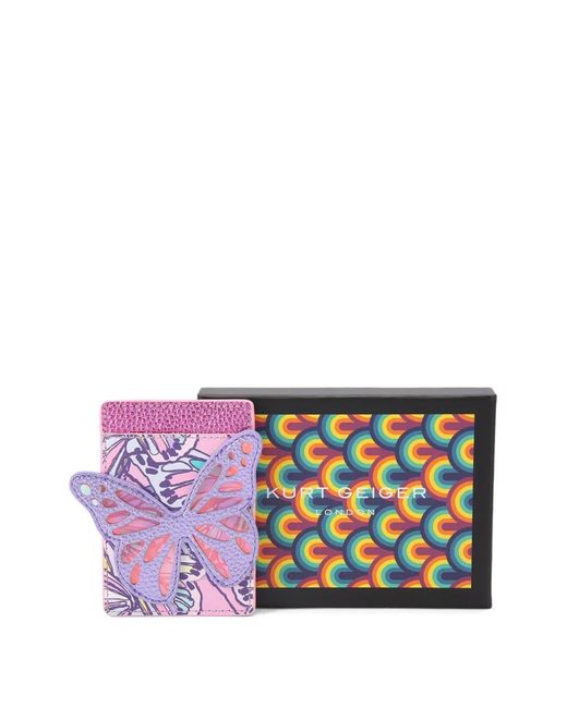 Kurt Geiger Purple Butterfly-Motif Printed Card Holder