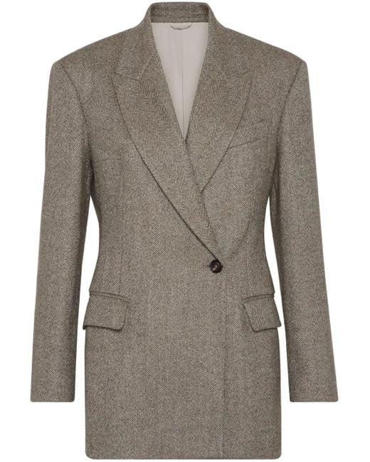 Brunello Cucinelli ヘリンボーン ダブルジャケット Gray