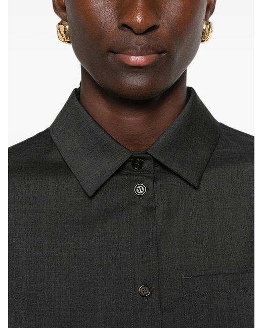 Max Mara Black Button-Up Chest-Pocket Shirt