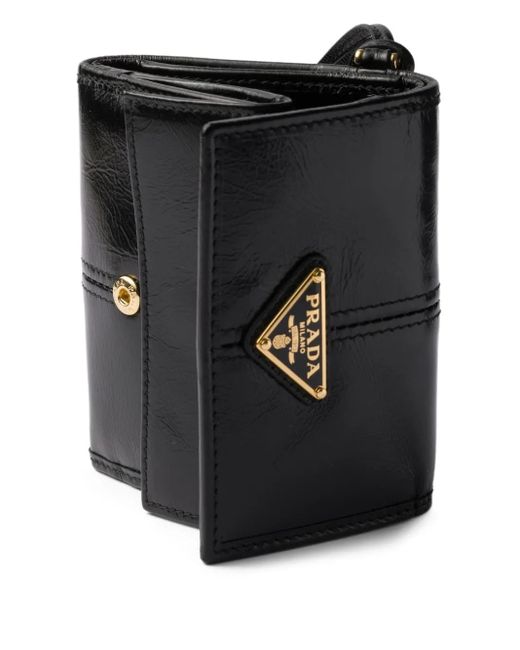 Prada Black Triangular-Logo Leather Wallet