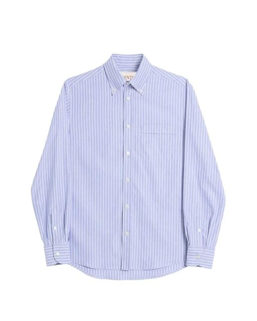 Valentino Garavani Purple Logo-Embroidered Striped Shirt for men